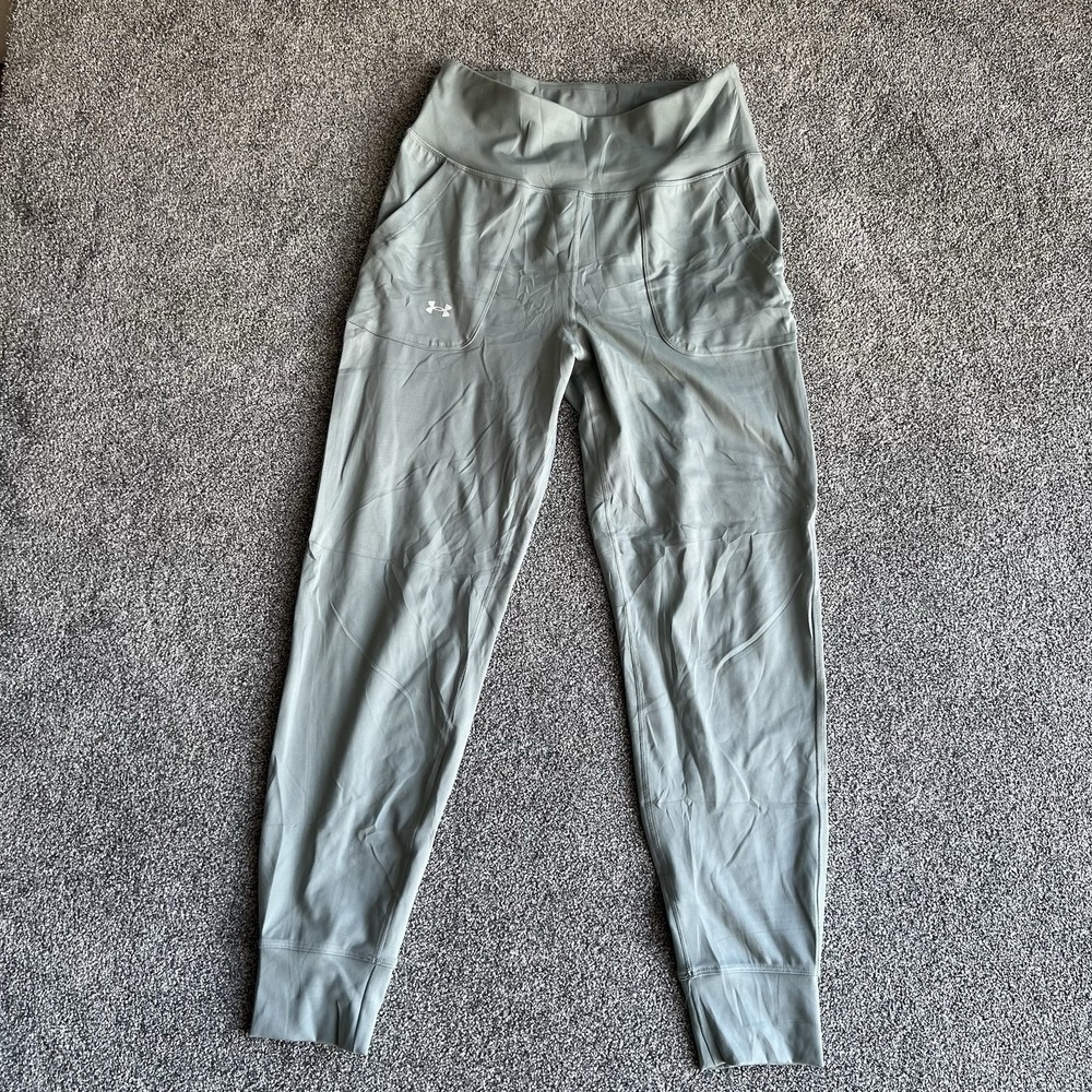 Under Armour Womens M Green Fitted Leggings High Rise Pockets Athletic Pants